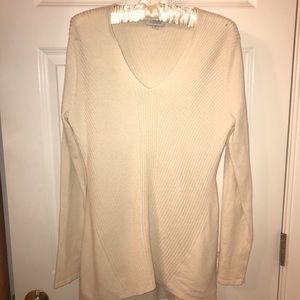 kinross 100% cashmere asymmetrical ribbed vneck